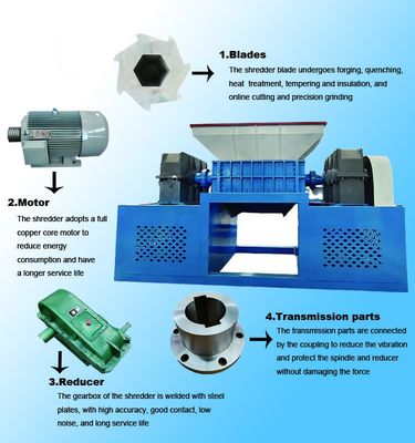 เครื่องบดไม้หนักหลายฟังก์ชัน Twin Shaft สําหรับผงใบต้นไม้